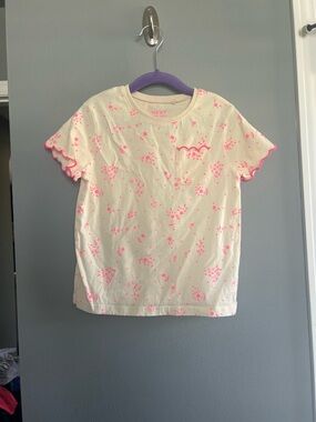 next Cream Tee with Pink Floral Detail